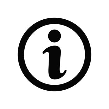 A round black information symbol icon with a lowercase letter i inside a circle on a white background vector