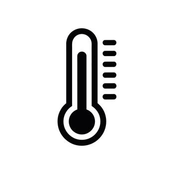 A clear black thermometer icon with a distinct measurement scale displayed on a plain white background vector