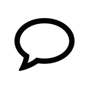 A simple black outline speech bubble icon indicating communication or a message on a white background vector