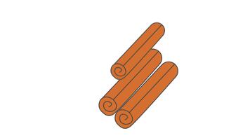 Cinnamon stick spiral. Four cinnamon sticks dropping. Simple spice element. Brown textured surface. Shown in a soft falling-motion pass with gentle downward movement. video