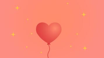 Two heart balloons of different sizes. Soft sunset gradient background. Tiny sparkle particles floating around. Smooth glossy surface visible. Shown in a slow upward float motion. video