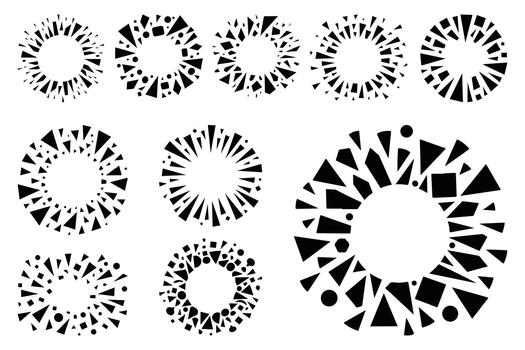 Black Geometric Shapes Circular Abstract Patterns background vector