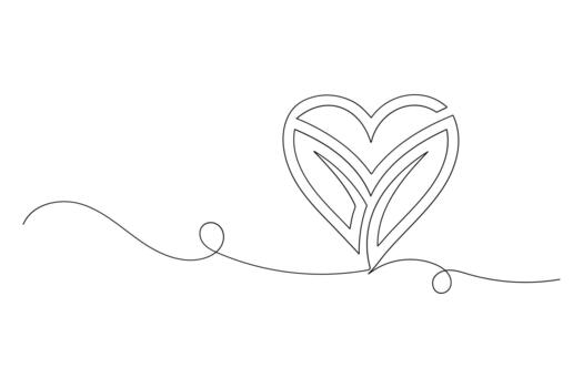 Abstract single line heart artwork designed with soft flowing curves for clean modern romantic illustration use vector