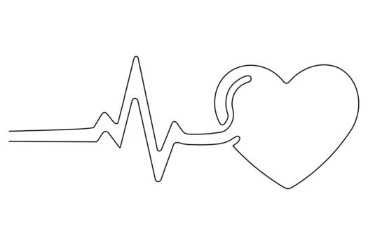 Minimal single line heart design made with smooth flowing curves for modern elegant romantic illustration use vector