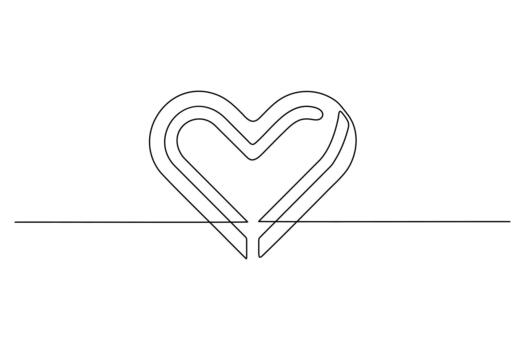 Minimal one line heart design featuring smooth elegant curves for modern romantic abstract artwork vector