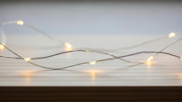Delicate String Lights with Soft Bokeh Background. photo