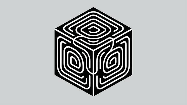 Abstract Labyrinth Cube Maze Puzzle Graphic Design. vector