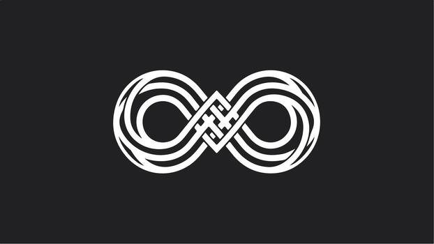 Infinity symbol with intricate knotwork design on a dark background. vector