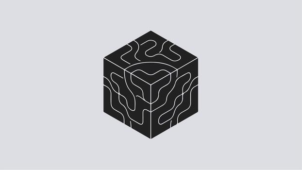 resumen negro cubo con intrincado laberinto patrones. vector