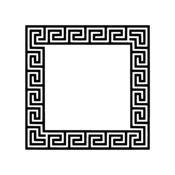 A minimalist geometric meander border pattern creating a square frame isolated vector