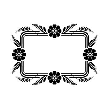 Elegant floral frame with repeating parallel lines and stylized botanical leaf embellishments vector