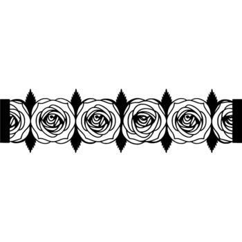 un continuo línea Arte frontera presentando un repitiendo modelo de estilizado Rosa flores con acompañamiento hoja elementos vector