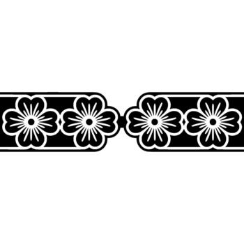 Minimalist border featuring four stylized four petaled flowers arranged in a repeating pattern vector