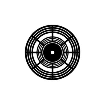 A minimalist of a stylized circular target or radar screen with concentric rings and radiating spokes illuminated by a soft glow vector