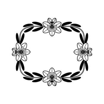 elegante floral rectangular marco con delicado abierto flores y estilizado hojas vector