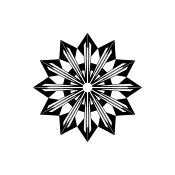 A striking geometric radial starburst pattern with sharp triangular elements radiating from a central circular void vector