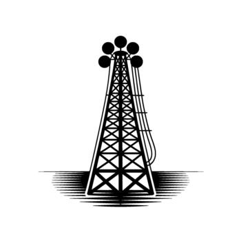 un estilizado silueta de un moderno telecomunicaciones torre presentando múltiple circular antenas a sus apéndice vector
