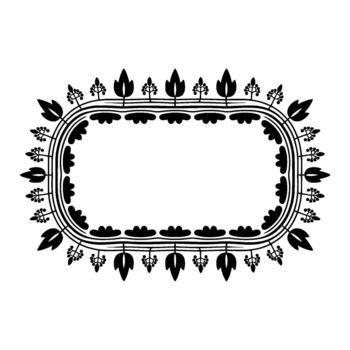 un intrincadamente detallado ornamental frontera presentando estilizado hojas bayas y floral elementos enmarcado un central vacío rectangular espacio vector