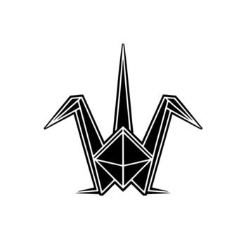 un rígido geométrico origami grua doblada papel silueta con agudo angular líneas vector