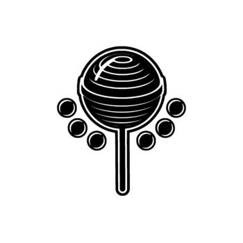 A stylized illustration of a spherical lollipop with concentric circles and a surrounding cluster of small circular elements vector
