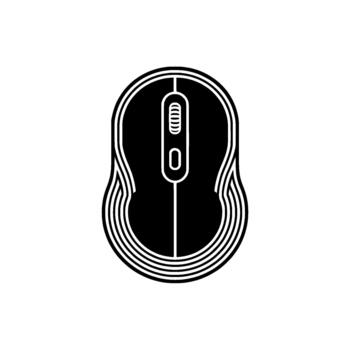un minimalista ilustración de un computadora ratón con concéntrico líneas delineando sus formar vector