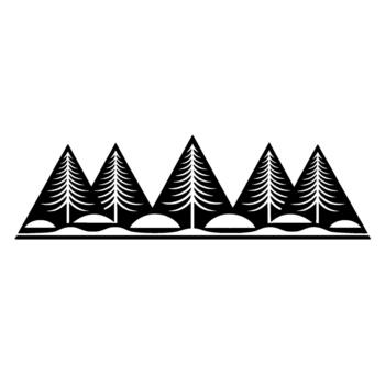 Abstract minimalist illustration of a repeating pattern of stylized evergreen trees and snowdrifts vector