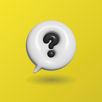 3D Question mark speech bubble isolated on yellow. Communication speech bubble vector
