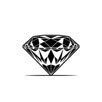 A stark geometric illustration of a faceted diamond with sharp edges and precise lines isolated vector
