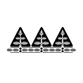 minimalista presentando un repitiendo modelo de estilizado arboles con detallado hoja motivos y un decorativo frontera de en forma de flecha elementos vector