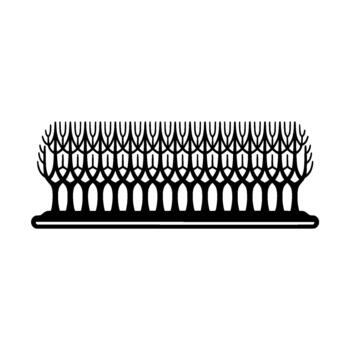 A stylized illustration of a dense row of bare trees with repeating arching trunks and branching tops vector