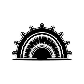 Stylized representation of a predatory creatures open maw with sharp teeth arranged in concentric circles vector