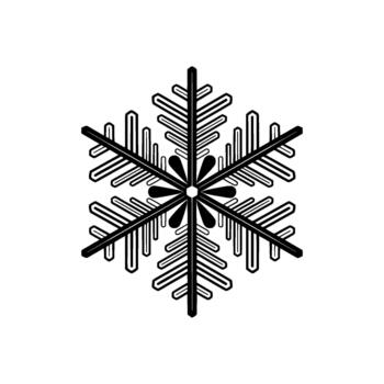 A stark geometric snowflake with six pointed arms showcasing intricate linear details isolated vector