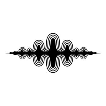 un minimalista representación de un simétrico forma de onda o sonido ola con concéntrico curvo líneas vector