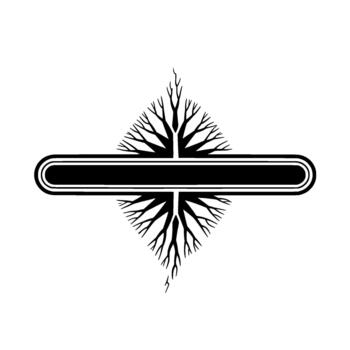 Minimalist featuring stylized tree branches resembling roots or veins emanating from a central horizontal banner with rounded ends vector