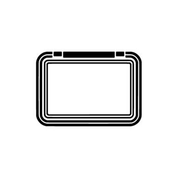 minimalista de un redondeado rectángulo con concéntrico contorno capas y un horizontal bar a el parte superior aislado vector