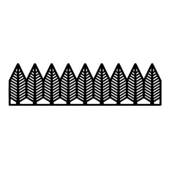 A repeating pattern of abstract stylized coniferous trees with internal stripe detail creating a border effect vector