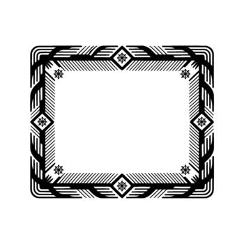 A sophisticated geometric art deco frame with intricate line patterns and snowflake motifs vector