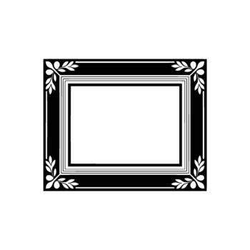 A minimalist rectangular picture frame with elegant leaf and berry corner embellishments isolated vector