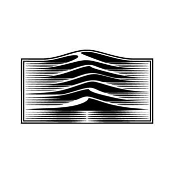 Striking abstract geometric featuring undulating parallel lines creating a layered wave or dunelike visual effect within a rectangular frame vector