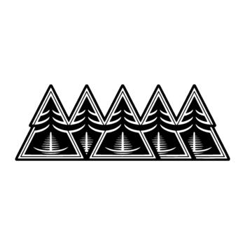 A geometric featuring a repeating pattern of stylized evergreen trees within triangular frames vector