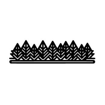 Minimalist illustration depicting a row of stylized geometric fir trees with abstract leaf patterns vector