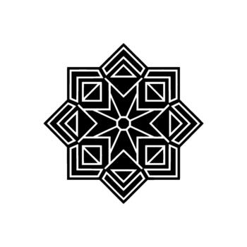 A symmetrical geometric eight point star mandala pattern with angular shapes and clean lines isolated vector