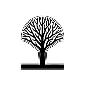 un minimalista estilizado árbol silueta con intrincado derivación patrones y un sencillo base vector