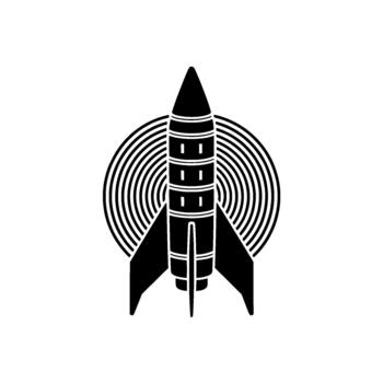 A striking illustration of a retro rocket ship with fins and segmented body vector