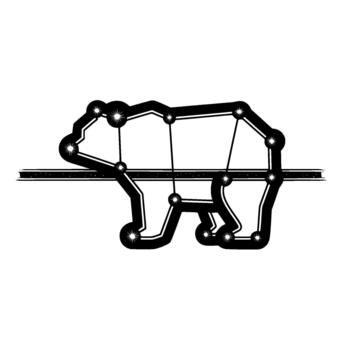 Stylized abstract representation of a bear constellation with connecting star lines and radiant star points vector