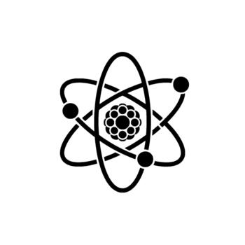 A stylized representing atomic structure with orbiting electrons around a central nucleus vector