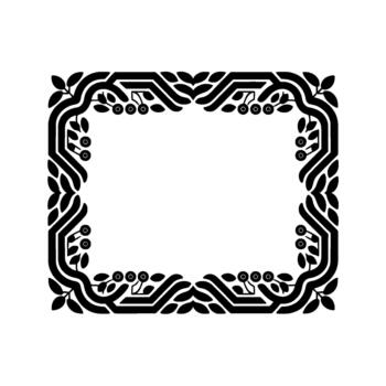 ornamental rectangular marco presentando estilizado hojas y parecido a una cereza Fruta elementos en un continuo fluido modelo vector