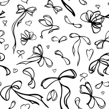 dibujado a tinta garabatear arcos con fluido cruz y linda corazones repitiendo sin cesar. sin costura modelo ilustración mano dibujado en tinta. decorativo envase papel, festivo fondo, enamorado diseño. vector