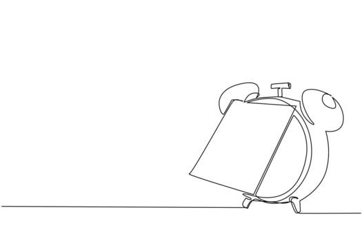 Single one line drawing alarm clock with memo paper attached. Deadline reminder message is getting closer. The important sticky notes. National Memo Day. Continuous line design illustration vector