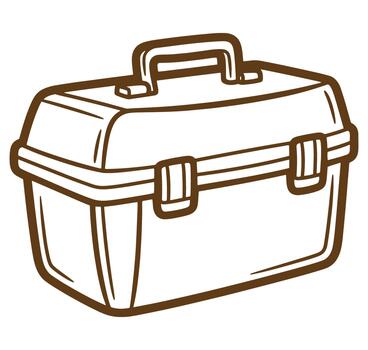 Simple illustration of a brown toolbox with handle and secured latches isolated on white vector